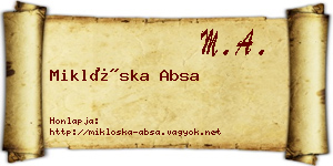 Miklóska Absa névjegykártya